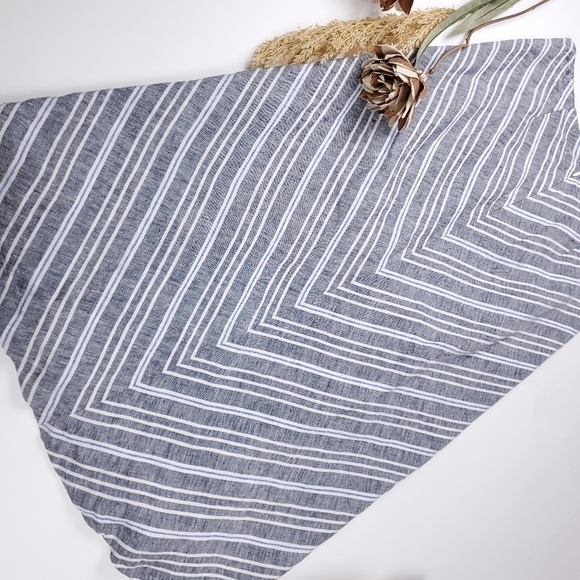 Talbots Petites Linen Grey White Blue Striped Petite Skirt Sz 4 - Picture 9 of 14